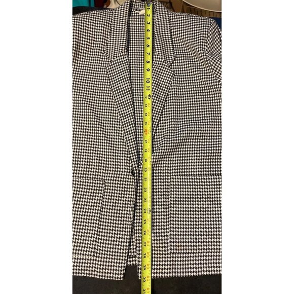 Vintage 80s 90s Kipa Bay Long Black White Single Button Houndstooth Blazer - Picture 9 of 10